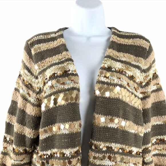 Chico’s Wool Blend Sequined Multi-Textured Greta Cardigan Size 2 Sweater - Picture 4 of 7